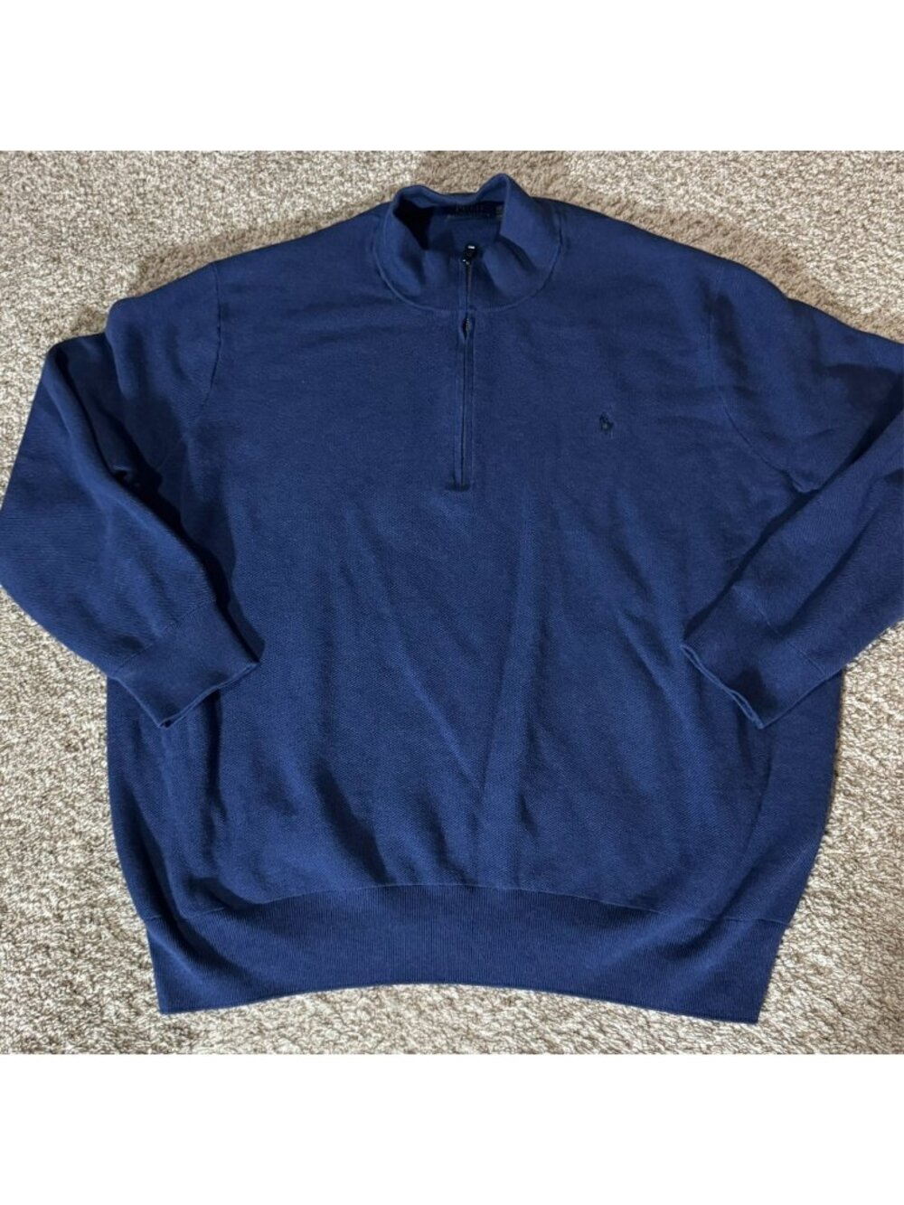 Polo Ralph Lauren Sweater Mens 4XB Blue Cotton Quarter Zip Pullover Pony Logo